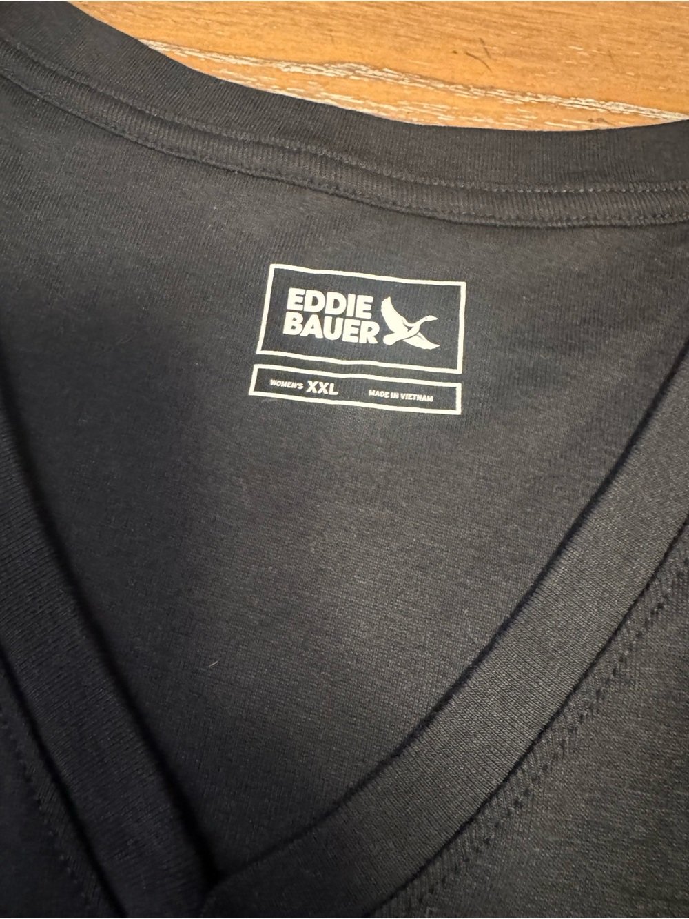 Eddie Bauer Black V-Neck Short Sleeve Tee - Picture 2 of 6